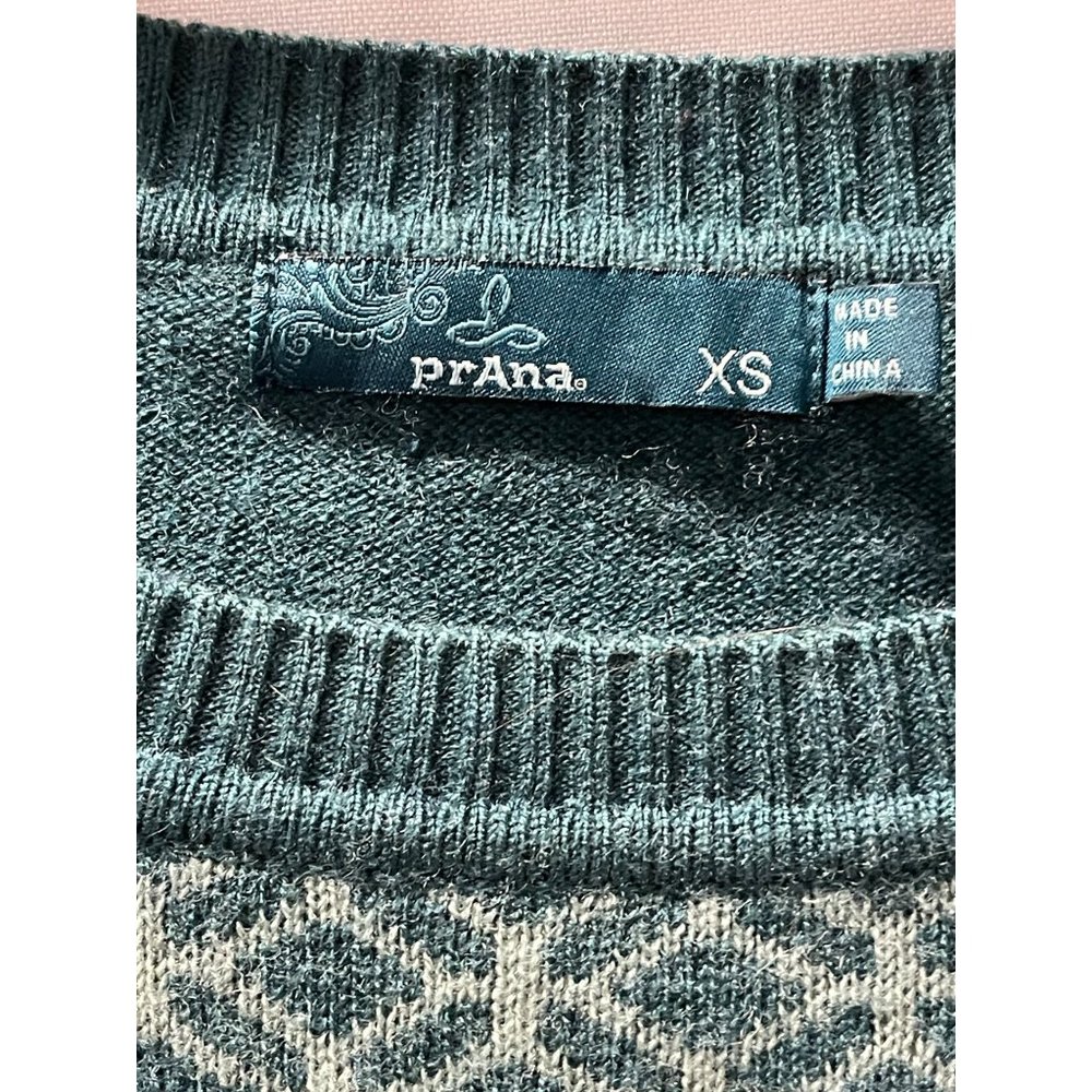 Prana Women's Green Printed Front Panel Antonia Crew Pullover Sweater Size XS - Picture 2 of 6
